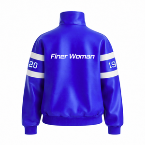 Chaqueta de Cuero PU Zeta Phi Beta Estilo Racing para Mujer, Chaqueta de Motociclista con Bloques de Color, Chaqueta de Carreras de Alta Velocidad - Product Image 4