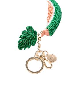 Hermoso llavero y anillo para llaves hecho a mano con cuentas de semillas de diseño naranja para niñas de la India - Product Image 5