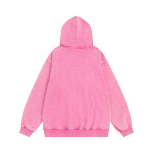 เสื้อฮู้ดสีชมพูแบบกำหนดเองสำหรับผู้ชาย สไตล์วินเทจ ล้างสีแบบ Mineral Acid Wash ทรงโอเวอร์ไซส์ สตรีทแวร์ ลายกราฟิก พิมพ์ลายไฟฟ้า ผ้าฟลีซ ฮิปฮอป - Product Image 2