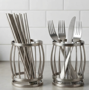 Support à Couverts Moderne en Métal Style Cage, Organisateur d'Ustensiles pour Table de Cuisine, Rangement pour Baguettes, Fourchettes et Cuillères - Product Image 3
