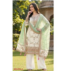 Meilleure Vente : Costume pakistanais pour femme en Georgette Heavy Fox avec broderie, travail de sequins et travail Khatli, idéal pour les événements spéciaux et les fêtes - Product Image 1