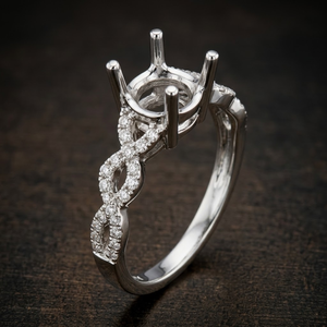 Anillo de Oro Blanco de 18K con Diseño de Espiral y Diamantes en los Hombros, Joyería Fina para Novias, Venta al por Mayor, Diamante Natural Certificado - Product Image 1