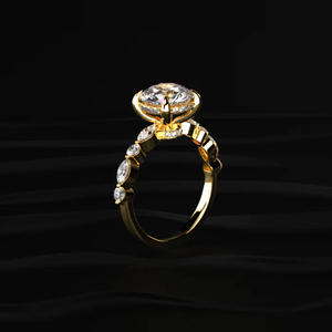Anillo solitario de diamante de corte redondo con diamantes marquise y redondos, anillo de diamante único, anillo de diamante certificado por IGI, claridad VVS-VS - Product Image 1