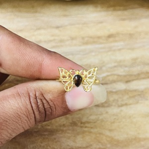 Hot Selling Trendy Butterfly Shape Brass <b>Ring</b> Gold Plated Black Onyx Modern <b>Ring</b> <b>Statement</b> Dainty <b>Ring</b> Wholesale <b>Ring</b> For Women - Product Image 2