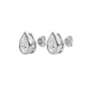 Roy Diamond RE 039 Women's <b>Sterling</b> <b>Silver</b> Lab Grown Pear Diamond Simulated Options Bezel Studs/<b>Dangle</b> <b>Earrings</b> 18K Gold Plating - Product Image 2