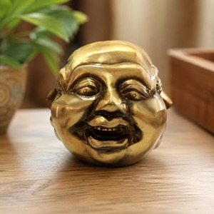 Sculpture de tête de Bouddha en bronze antique, faite à la main, style Art déco, avec cadre doré, statue en métal moulé pour décoration intérieure, cadeau d'affaires - Product Image 2