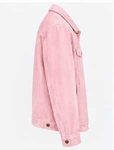 Veste en velours côtelé rose pour homme, col rabattu, fermeture à boutons - Product Image 4
