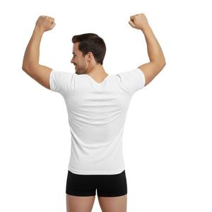 T-shirt d'été personnalisé pour homme en coton, col rond, manches trois-quarts, uni, respirant, lavé, écologique, vente directe usine BD - Product Image 4