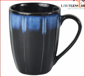 Tasses et mugs en grès, mug à café en céramique rétro à rayures en relief - Product Image 5