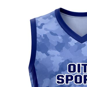 Light Blue <b>Navy</b> Basketball Jersey for Men Sleeveless Sports Uniform Moisture Wicking Athletic Team Practice Game Wear Apparel - Product Image 3