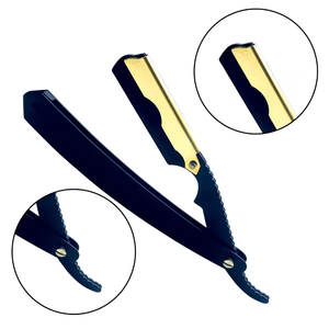 (Blade Not Included) Wood Stainless Steel Non Slip Folding Vintage <b>Barber</b> Straight Edge Razor Holder Old Fashioned Manual <b>Shaver</b> - Product Image 3