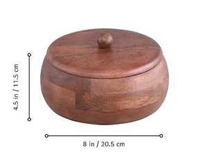 Meilleure vente : Casserole en bois de haute qualité pour fondue, écologique, motif floral peint à la main, avec couvercle et fonction de rangement - Product Image 1