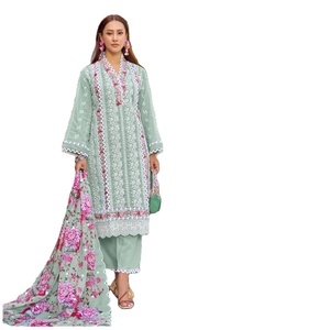 Salwar Kameez CAMBRIC Chinnon Bordado para Mujer, Corte Regular, Ropa de Fiesta India y Pakistaní, Dhwaja Export, Secado Rápido - Product Image 1