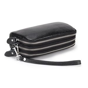 Bolso de Mano de Cuero con Correa y Cierre de Cremallera, Elegante Bolso de Uso Diario para Mujer, Negro - Product Image 2