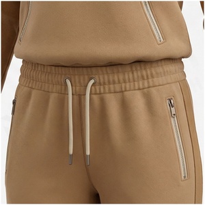 <b>Women</b> 100% Cotton Hooded Sweatshirt & Pants Set Solid Color Casual Tracksuit Autumn Full Sleeve Drawstring <b>Zip</b> Pockets - Product Image 5