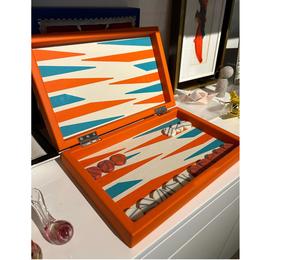 Juego de Backgammon Personalizado al por Mayor con Logotipo, Tablero de Cuero Sintético de Alta Gama, Backgammon Plegable de Viaje de Lujo con Dados Profesionales - Product Image 5