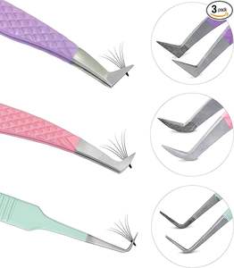 Pinces à cils en acier inoxydable en forme de L pour extensions de cils, volume professionnel, logo OEM personnalisé, précision à 90 degrés, prise en main solide - Product Image 1