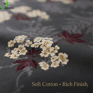 King Size Dark Grey Floral Bedsheet <b>Set</b> Soft Cotton <b>Bedding</b> <b>Set</b> with Pillow Covers Breathable Lightweight Premium Bedroom Decor - Product Image 3