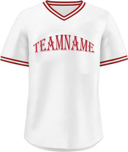 Custom <b>Maroon</b> V-Neck Baseball Jersey Unisex Short Sleeve Screen Printed Team Name Front Breathable Adult Apparel - Product Image 4