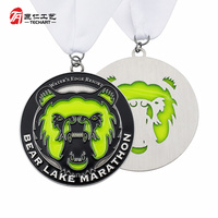 Médaille personnalisée, Médaille de récompense en verre teinté, Médaille de présentation, Médailles sportives en alliage de zinc pour marathon, course de 5 km