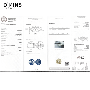 เพชร D'vins Jewels แบบเม็ดเดี่ยว ผลิตในห้องปฏิบัติการด้วยวิธี CVD HPHT รูปทรงกลมเจียระไนแบบเหลี่ยมบริลเลียนต์ สี D - Product Image 4