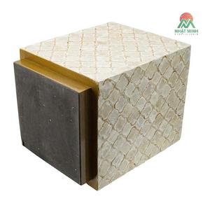Table basse moderne en résine avec incrustation de nacre et base dorée pour le mobilier de salon - Product Image 2