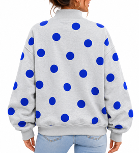 Sweat-shirt pull-over gris pour femme, col rond, manches lanternes, éco-responsable, infroissable, polyester/coton, épaules tombantes - Product Image 3