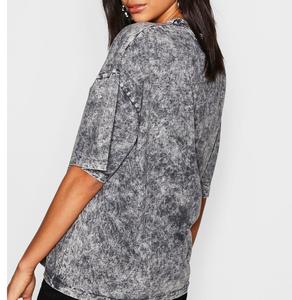 T-shirt oversize femme délavé à l'acide, mélange polyester/coton, manches courtes, coupe classique, respirant, écologique, idéal pour l'été - Product Image 5