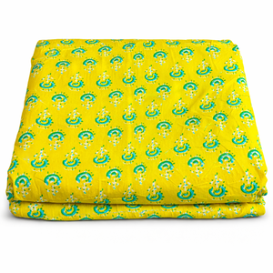 Tela Popelina de Algodón 100% Peinado, Ligera, Transpirable, Absorbente de Humedad, Ecológica, Orgánica, Estampada en Amarillo para Niñas y Niños - Product Image 1