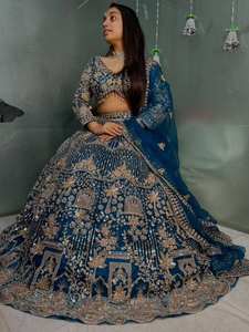 طقم ليهينغا تشولي نسائي مطرز بكثافة، تصميم فاخر للزفاف والحفلات، زي تقليدي صيفي وشتوي بطول كامل - Product Image 2