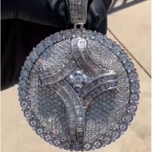 Iced Out <b>Disc</b> Logo Plates Personalized Round Pendant Customized Jewelry With Baguette diamond Micro Pave Prong Setting Charms - Product Image 1