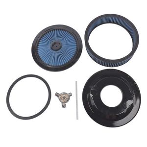 14\" X 3\" Blue Super Flow Air Cleaner with Washable Element Recessed Base and Black Top for Chevy and for Ford Vehicles - Product Image 5