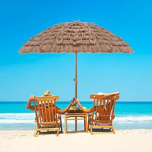 Wholesale Factory Palm Lead <b>Umbrella</b> with Bamboo Stand and <b>Table</b> High Quality Patio Beach Sun Protect <b>Umbrella</b> - Product Image 6
