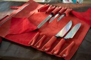 Étui à couteaux en cuir de qualité supérieure, boîte de rangement pour couteaux de chef, organiseur professionnel d'équipement culinaire, étui de protection anti-odeurs pour la cuisine - Product Image 6