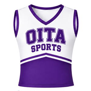 Ensemble d'uniformes de cheerleading violet royal, haut sans manches à col en V, jupe plissée, pour équipe sportive, performance de danse, entraînement et compétition - Product Image 3