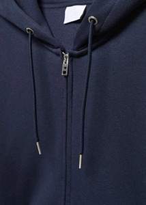 Men's Navy Blue Zip-Up <b>Hoodie</b> Regular Fit Cotton Fleece Eco-Friendly Digital Printing Front Logo Heat-Transfer Printing - Product Image 3