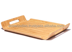 Flourish Hand-Carved Eco-Friendly Solid Wood Bamboo Coffee Table Tray <b>Single</b>-Tier for Hotels Restaurants Beverage Tableware - Product Image 5
