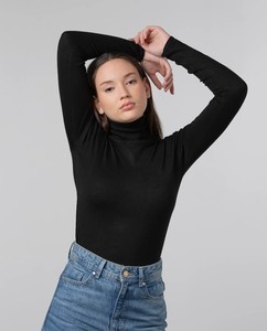 Sweat-shirt à col roulé à manches longues pour femme, haut en tricot décontracté, respirant, en pur coton, pour l'automne - Product Image 1