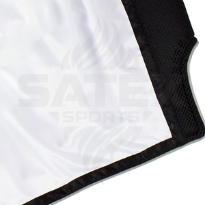 กางเกงมวยไทยผ้าซาตินแบบยูนิเซ็กซ์ สกรีนลายด้วยความร้อน ยืดหยุ่น ระบายอากาศ แห้งเร็ว พร้อมโลโก้สั่งทำและป้ายแบรนด์ส่วนตัว - Product Image 4