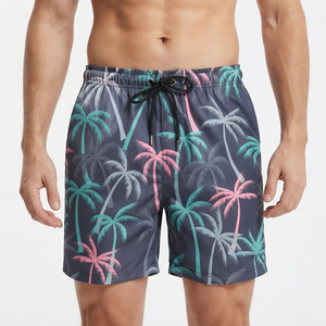 Hot Selling Solid Plain Dyed Digital Printing Comfort Quick Drying Printed Swim <b>Trunks</b> Drawstring Elastic Waistband Beach Short - Product Image 3