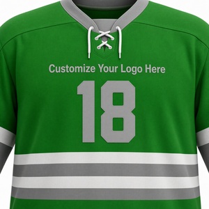 Maillot de hockey sur glace vert personnalisé pour homme, manches longues, sublimé, 100 % polyester, coupe classique, vêtements pour adultes - Product Image 2