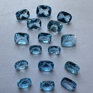 Topaze bleue suisse TFH, taille coussin longue, qualité et clarté AAA, polie à la main, pierre précieuse en vrac, 6x4mm à 10x12mm - Product Image 5