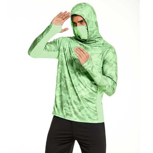 Camiseta de Seguridad Personalizada Unisex, Transpirable, de Secado Rápido, Amarilla, Spandex/Poliéster, UPF 50+, Antibacteriana, Manga Larga, con Capucha y Máscara, para Pesca - Product Image 2