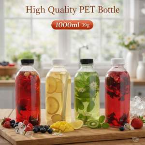 Botellas de PET Desechables para Bebidas con Tapas de Rosca Serigrafiadas de 1000 ml para Refrescos, Café, Smoothies y Bebidas - Product Image 2