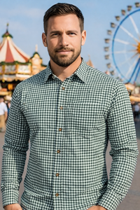Camisa Bávara Oktoberfest gris premium para hombre, de algodón, con botones, manga larga, tallas S a 4XL - Product Image 1