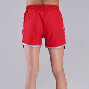 Pantalones Cortos Deportivos para Hombre, Color Rojo Sólido, Secado Rápido, con Cordón Ajustable, Cintura Media, Estilo Deportivo, 100% Poliéster, Tejido de Punto - Product Image 2