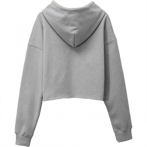 เสื้อฮู้ดครอปท็อปผู้หญิงมาใหม่สำหรับฤดูหนาว ผ้าฝ้าย 100% แขนยาว คุณภาพสูง ระบายอากาศได้ดี พิมพ์ลายโลโก้ด้านหน้า มีฮู้ดและปลายแขนแบบจั๊มพ์ - Product Image 3