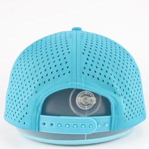 Wholesale 5 Panel Baseball Caps Perforated Custom Embroidery Logo Waterproof Golf <b>Hat</b> With Rope <b>Flat</b> Bill For Man And Woman - Product Image 2