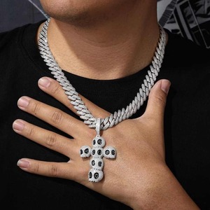 Luxury 925 Sterling <b>Silver</b> Gold Plated Moissanite Hip Hop Pendant for Women's Elegant Statement Jewelry - Product Image 1