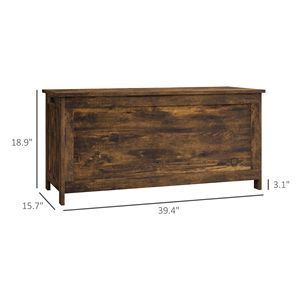 Banc de rangement en bois brun rustique pour enfants et adolescents avec 2 charnières de sécurité et poignées latérales pour salle de jeux - Product Image 3